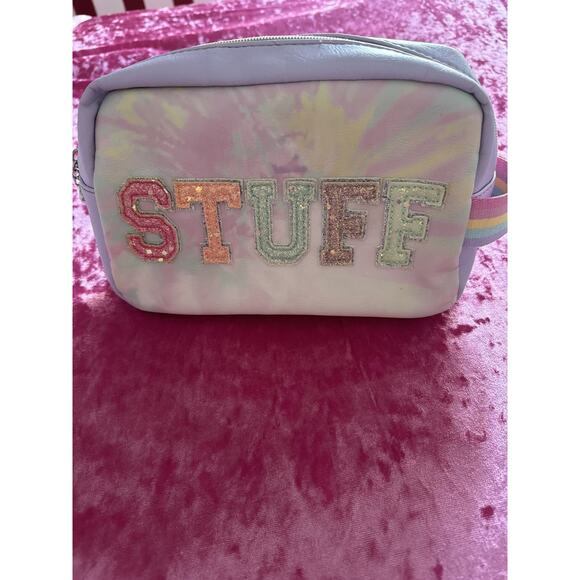 Purple Tie Dye Cosmetic Bag Glitter "Stuff" Cute Girly Makeup Toiletry - Picture 1 of 7